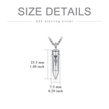 Bullet Urn Necklace for Ashes 925 Sterling Silver Butterfly Rose Pendant Keepsake Cremation Jewelry Gift for Women Men