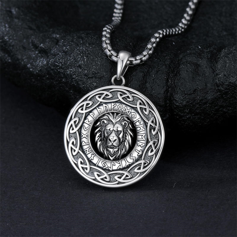 Sterling Silver Oxidized Tiger Wolf Lion Leopard Pendant Necklace for Men