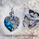 Animal Crystal Urn Necklace For Ashes Sterling Silver Butterfly  Cremation Necklace Heart Teardrop Urn Holder Necklaces For Women Memorial Jewelry