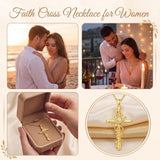 14K Gold Plated Faith Cross Pendant Necklace Religious Gifts for Women