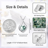 Sterling Silver Heart Shape Tear Dangle Urn Necklace for Ashes