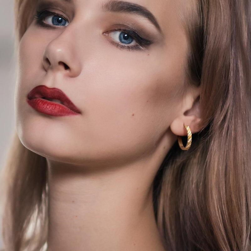 14K Gold Plated  Cubic Zirconia Dainty Hoop Earrings for Women