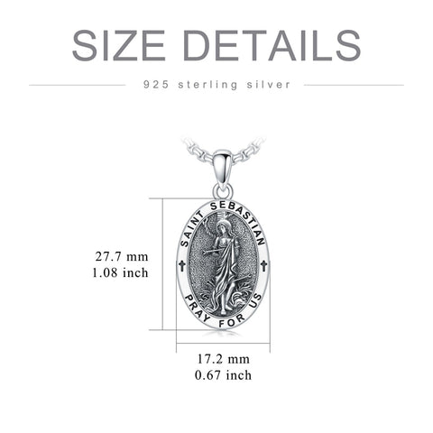 Sterling Silver Amulet Medal  St Sebastian Saint Christopher Viking Deer Pendant Necklace