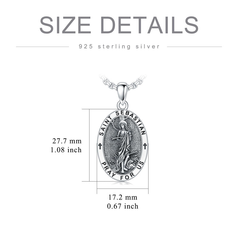 Sterling Silver Amulet Medal  St Sebastian Saint Christopher Viking Deer Pendant Necklace