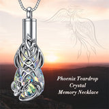 Animal Crystal Urn Necklace For Ashes 925 Silver Phoenix Cremation Necklace  Teardrop Urn Holder Necklaces For Women Memorial Jewelry