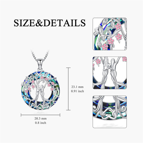 Sterling Silver Crystal Tree of Life Family Pendant Necklace for 1 to 5 Children