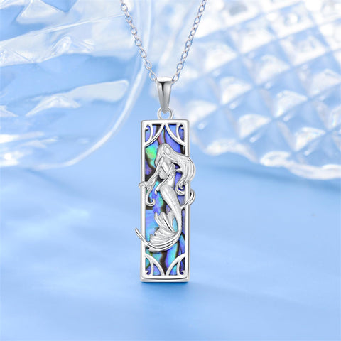 Sterling Silver Abalone Shell Mermaid Pendant Necklace
