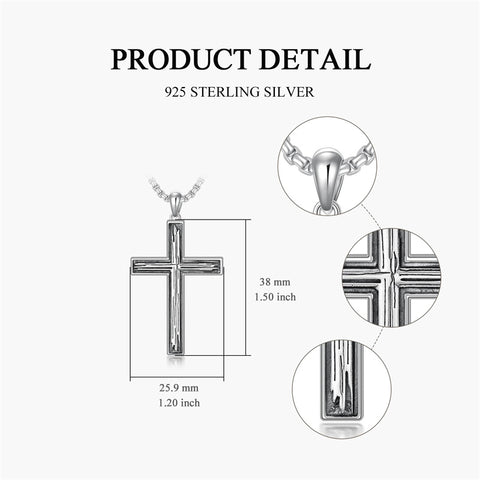 Sterling Silver Cross Religious Necklace for Men