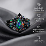 Sterling Silver 10K  14K  18K  Gold Personalized Engraved Black Opal Engagement Wedding Promise Ring for Her