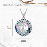Sterling Silver Crystal Tree of Life Family Pendant Necklace for 1 to 5 Children