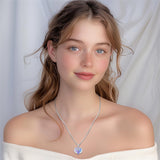 Sterling Silver Crystal Guardian Angel Caduceus Pendant Necklace