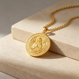 14K Gold Plated Patron Saint Necklace Saint Medal Catholic Amulet Jewelry