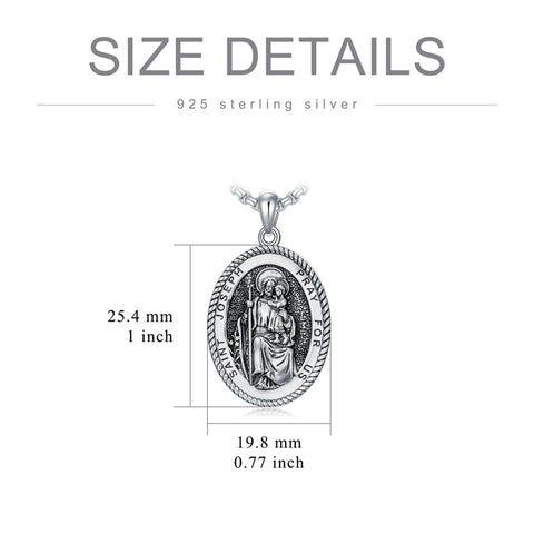 Sterling Silver Saint Joseph St Michael Saint Peter Saint Christopher Religious Pendant Necklace