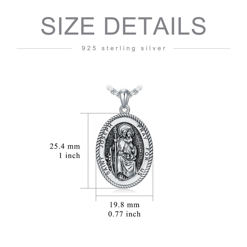 Sterling Silver Saint Joseph St Michael Saint Peter Saint Christopher Religious Pendant Necklace