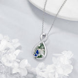 Sterling Silver Teardrop Gemstone Rose Butterfly Infinity Heart Necklace for Women