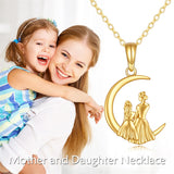 Mom Necklace 14K Gold Mother Daughter Jewelry New Mom Birthday Mother's Day Gifts for Women Girls