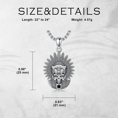 Sterling Silver Mictlantecuhtli Quetzalcoatl Tezcatlipoca Skull Pendant Necklace Aztec Jewelry For Men