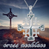 Sterling Silver Cross Clover Rose Turquoise Moss Agate Healing Crystal  Tree of Life Christ Crucifix Pendant Necklace