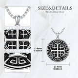 Sterling Silver Crusaders Jerusalem Cross Pendant Necklace for Men