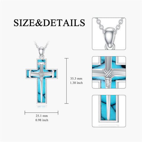 Sterling Silver 3 Nail Cross Pendant Necklace for Men