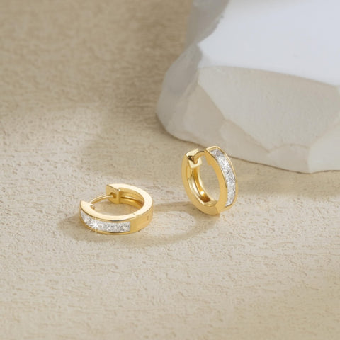 14K Gold Plated Cubic Zircon Hoop Earrings for Women