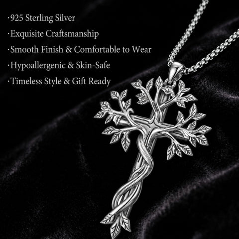 Sterling Silver Cross Pendant Necklace Gift for Anniversary Christmas