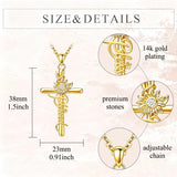 14K Gold Plated Faith Cross Pendant Necklace Religious Gifts for Women