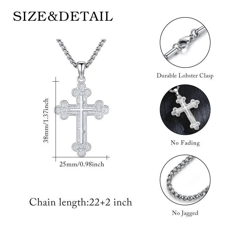 14K Gold Plated Cross Pendant Necklace Protection Jewelry Religious Gift