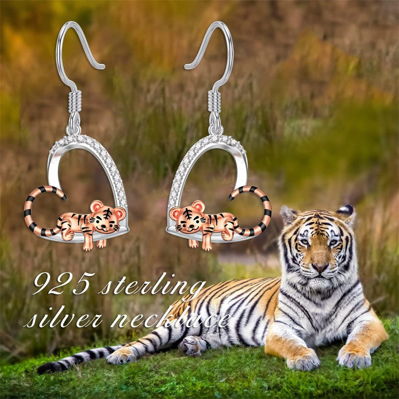 Sterling Silver Tiger Red Panda Elephant  Red Cardinal Dangle Earrings