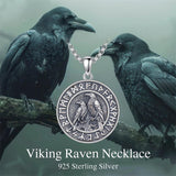 Sterling Silver Viking Raven Bear Odin Wolf Pendant Necklace for Men