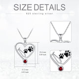 Sterling Silver Birthstone Veterinary& Dog Paw  Pendant Necklace