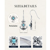 Sterling Silver Turquoise Anchor Dangle Earrings