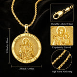 Patron Saint Medal Gold Plated Catholic Pendant Christian Religious Necklace Amulet Jewelry