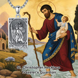 Sterling Silver Saint Anthony Saint Jude Saint Christopher   Saint Michael Amulet Religious Pendant Necklace