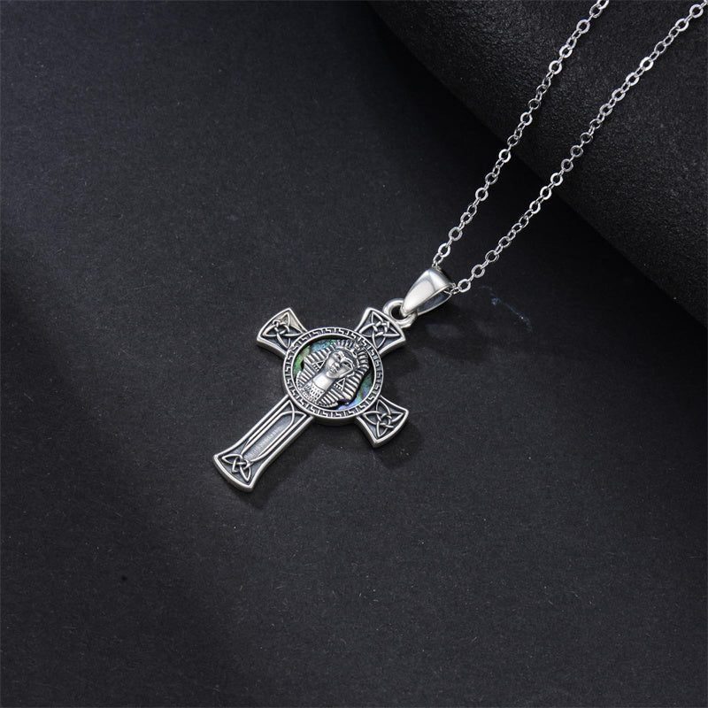 Sterling Silver Medusa Goddess Hand & Heart Ma’at Goddess Nefertiti Goddess Religious Pendant Necklace