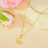 14K Gold Moon Cat Dog Rabbit Pendant Necklace