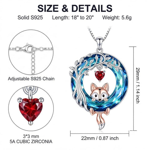 Sterling Silver Blue Crystal  Tree of Life Raccoon Bunny Cat Corgi  Pendant  Necklace  Anniversary Birthday Gifts