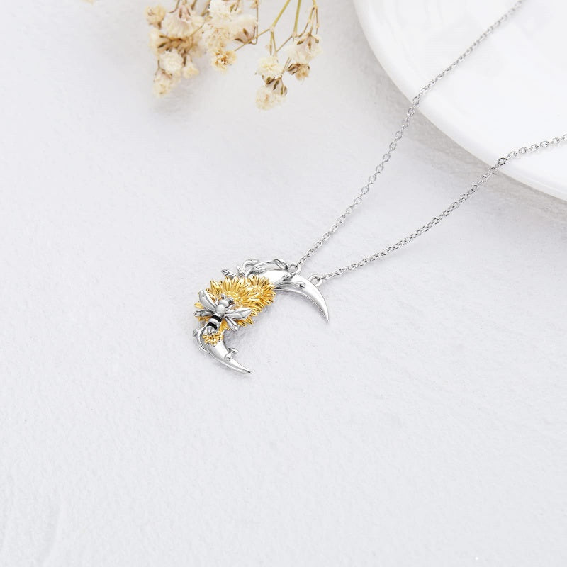 Sterling Silver Heart Bee Dragonfly Butterfly Hummingbird Sunflower Animal Pendant Necklace  Gifts for Christmas