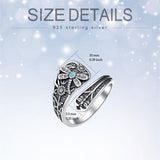 Sterling Silver Dragonfly Jesus Fish Adjustable Spoon Ring for Women