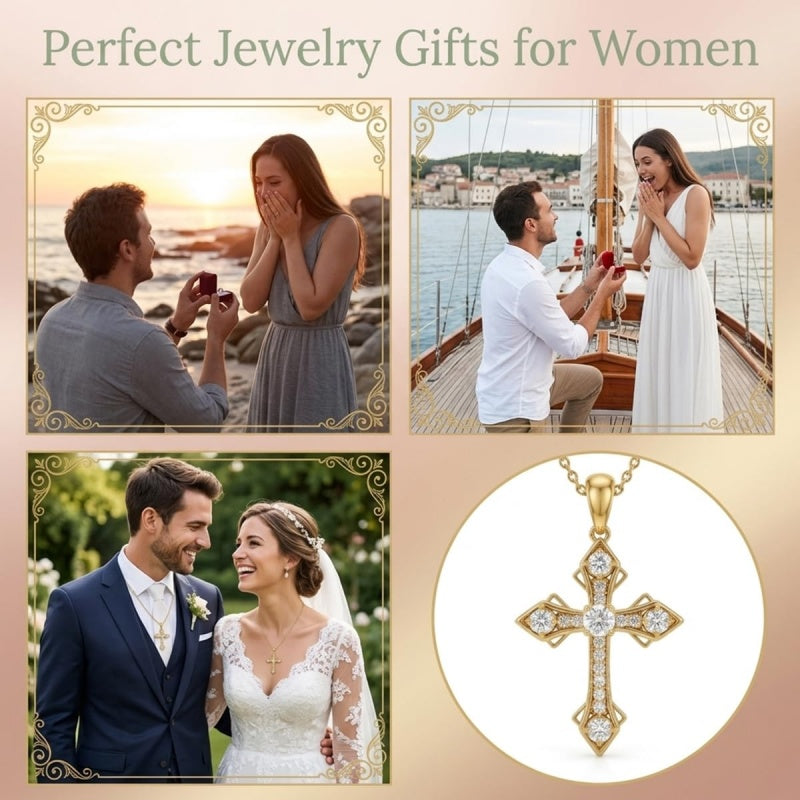 14K Gold Plated Cross Necklaces for Women Faith Jewelry for  Anniversary Christmas Birthday Mother's Day