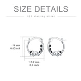 925 Sterling Silver Raccoon Cat Hoop Earrings