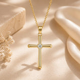 Minimalist Cross Pendant Necklace 14K Gold Plated for Women Faith Jewelry Religious Gifts