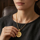 Christian Religious Medal Amulet 14K Gold Plated Pendant  Necklace