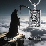 Sterling Silver Tarot Card Pendant  Necklace for Men Gothic Amulet Jewelry