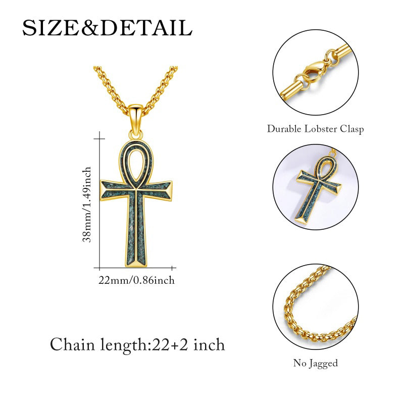 14K Gold Plated Cross Pendant Necklace Protection Jewelry Religious Gift