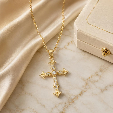 14K Gold Plated Cross Infinity  Pendant Necklace  for Women