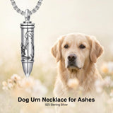 Sterling Silver Animal Angel Wings Pet Jesus Bullet Urn Necklaces for Ashes for Men