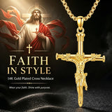 14K Gold Plated Cross Pendant Necklace Religious Confirmation Jewelry