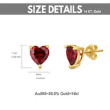 14K Gold Heart Topaz Garnet Stud Earrings