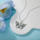 Sterling Silver  Butterfly Lion Pendant Necklace